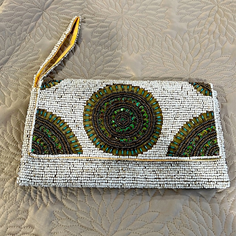 Unique Vintage Beaded large evening clutch